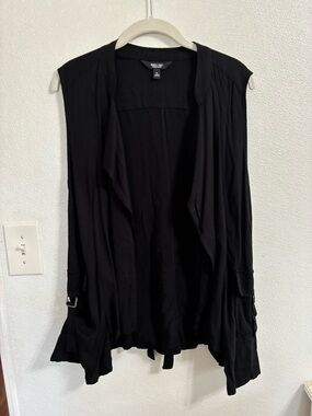 Simply Vera Vera Wang Black Open-Front Drape Vest XL